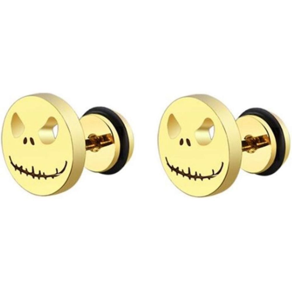 18k Nightmare Before Christmas Jack Skellington Luxurious Gold Earrings